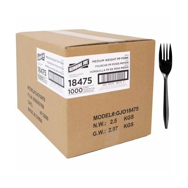 Genuine Joe FORK, MWPP, BLK, WRAPPED, 1000PK GJO18475 - main
